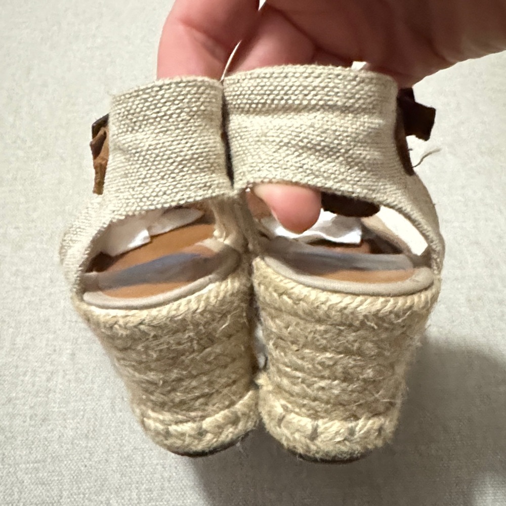 Verbenas Malena Leather Espadrille Wedge Sandal-Taupe-Sz 39-Ankle Strap-GUC - Picture 7 of 16